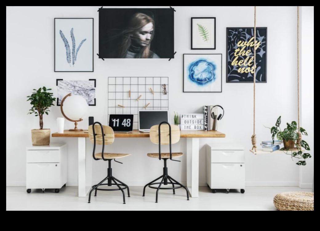 Decor de birou scandinav pentru un spațiu de lucru minimalist